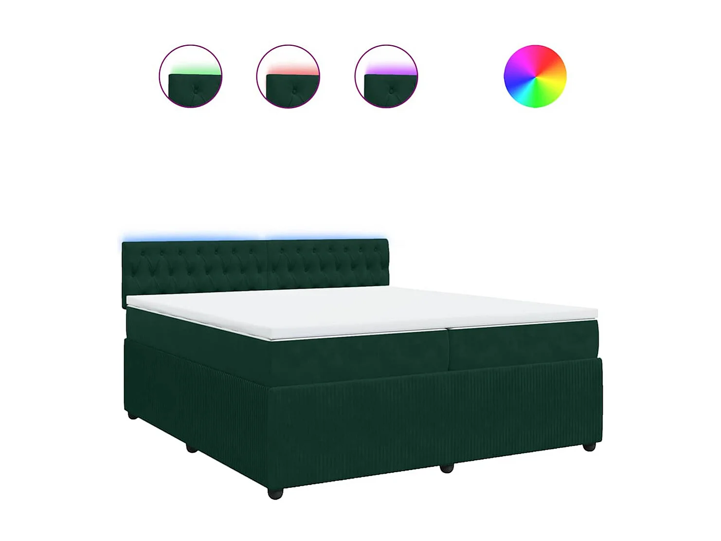 Sommier à lattes de lit et matelas Vert foncé 200x200cm Velours