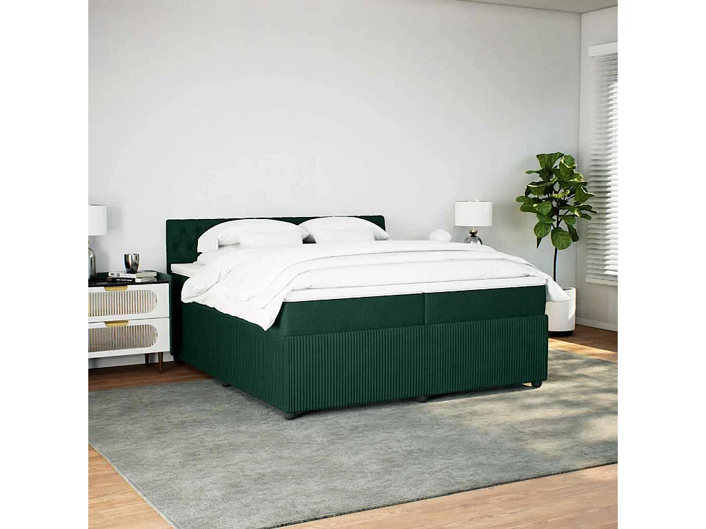 Sommier à lattes de lit et matelas Vert foncé 200x200cm Velours