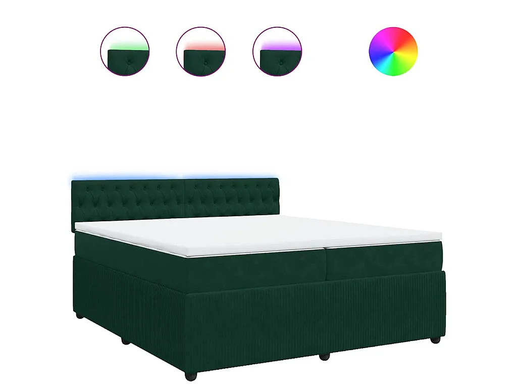 Sommier à lattes de lit et matelas Vert foncé 200x200cm Velours