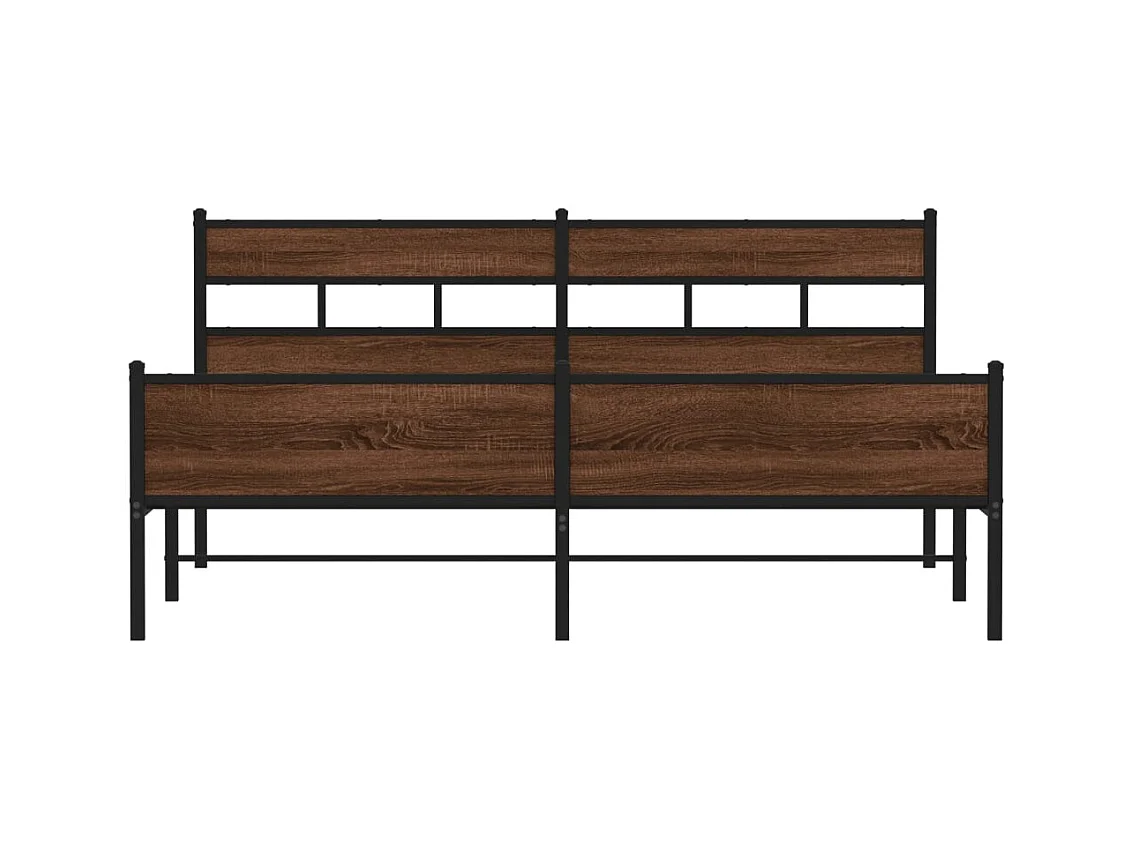 Cadre de lit en métal sans matelas chêne marron 193x203 cm