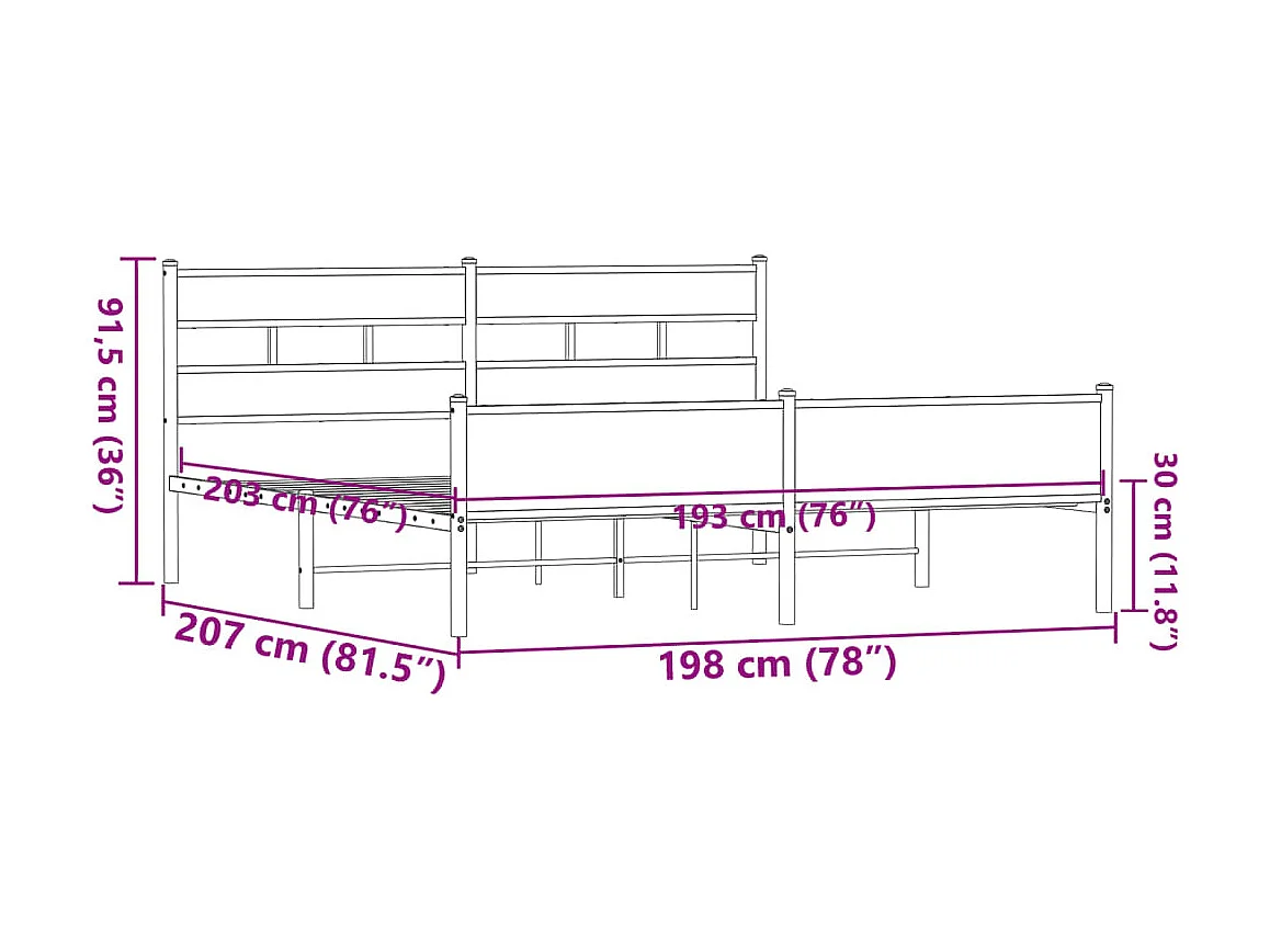 Giroletto senza Materaso in Metallo Rovere Marrone 193x203 cm