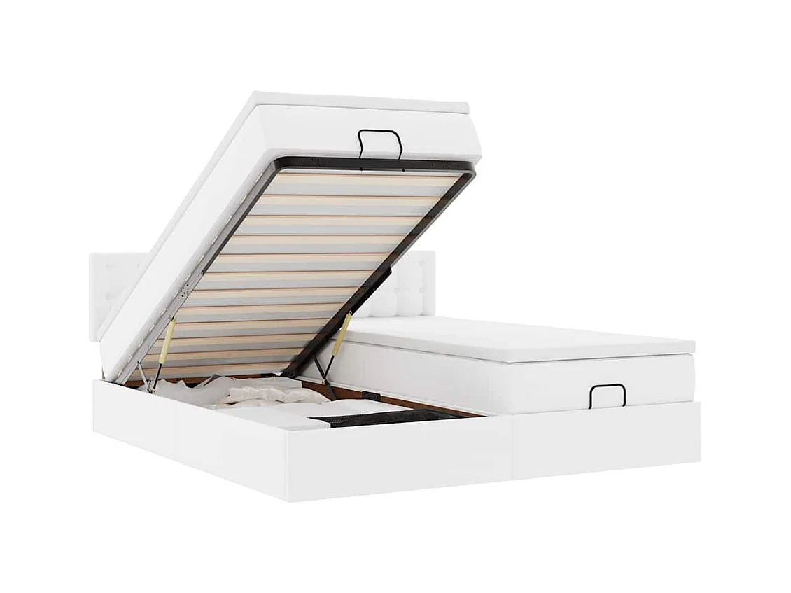 Ottoman-Bett mit Matratzen Weiß 200x200 cm Kunstleder