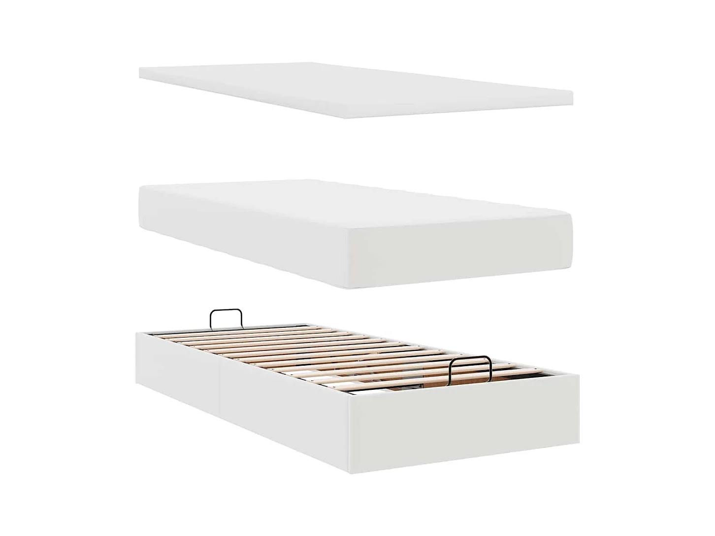 Ottoman-Bett mit Matratzen Weiß 200x200 cm Kunstleder