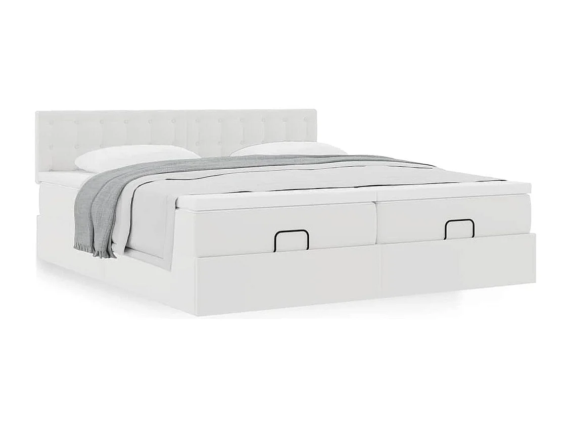 Ottoman-Bett mit Matratzen Weiß 200x200 cm Kunstleder