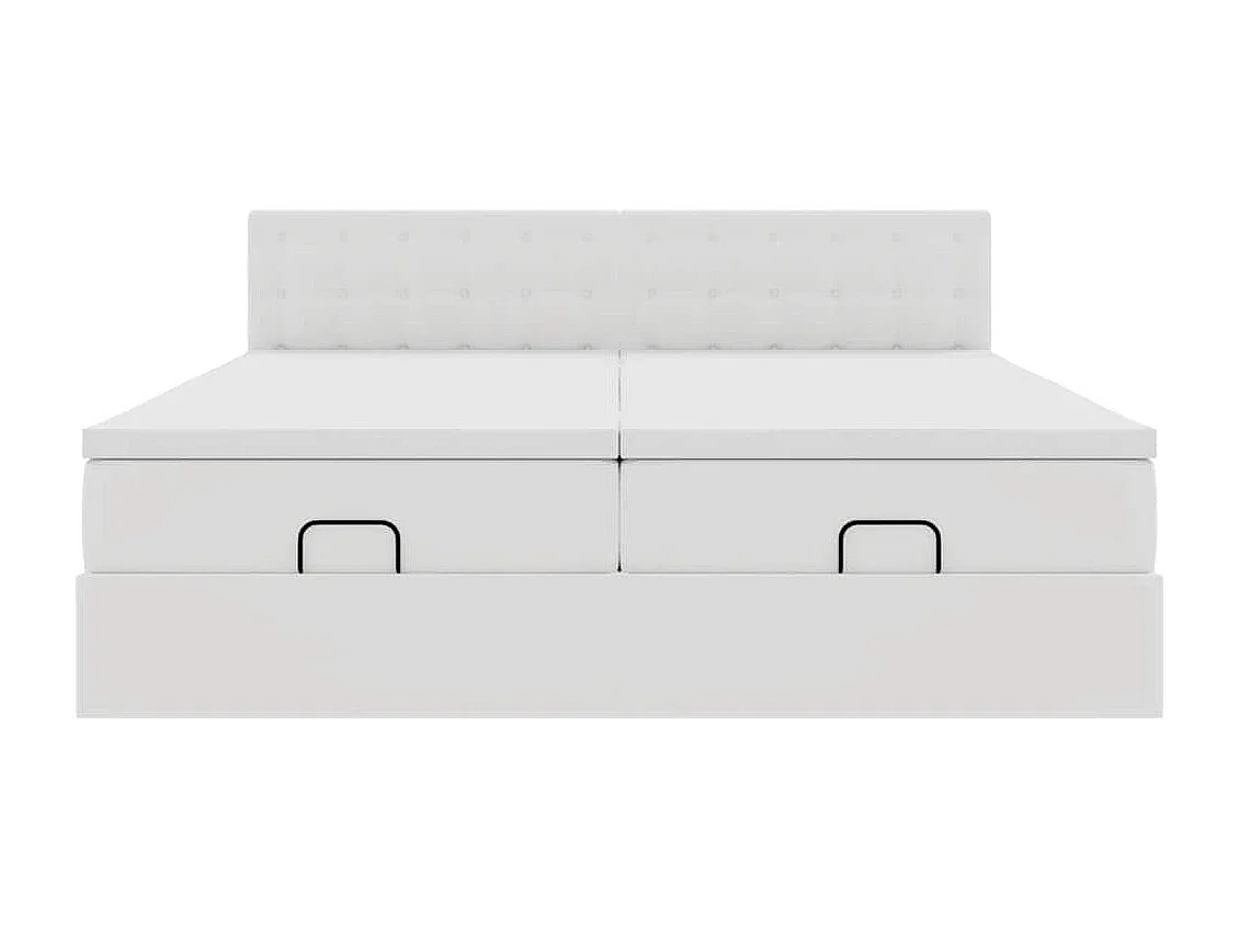 Ottoman-Bett mit Matratzen Weiß 200x200 cm Kunstleder