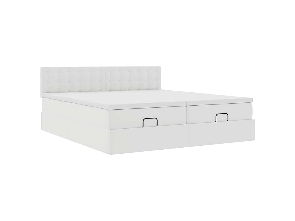 Struttura Letto Pouf con Materassi Bianco 200x200 cm Similpelle