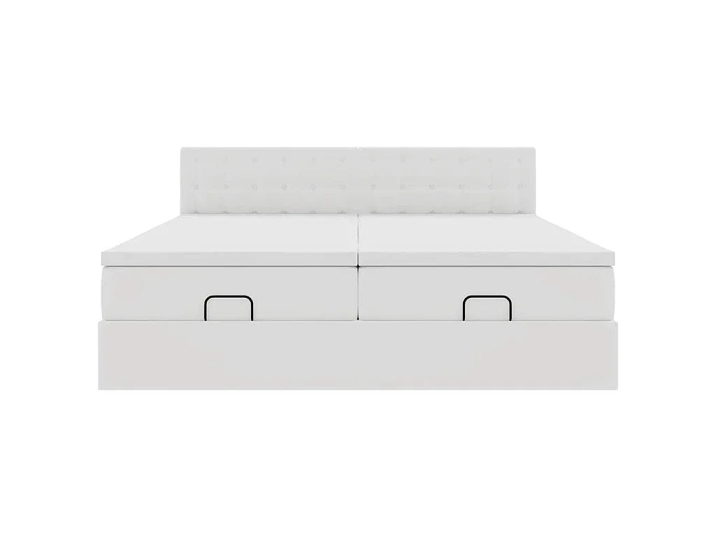 Struttura Letto Pouf con Materassi Bianco 200x200 cm Similpelle