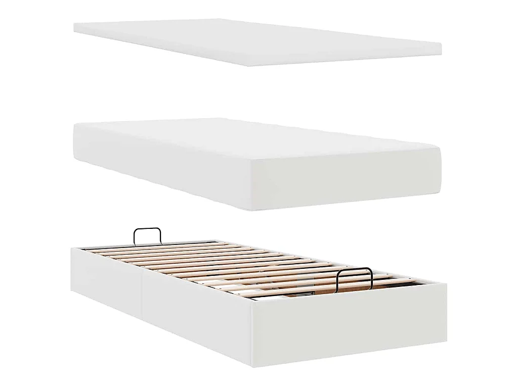 Struttura Letto Pouf con Materassi Bianco 200x200 cm Similpelle