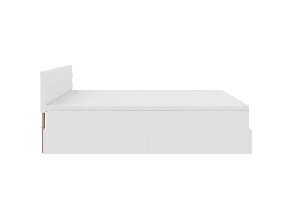 Struttura Letto Pouf con Materassi Bianco 200x200 cm Similpelle
