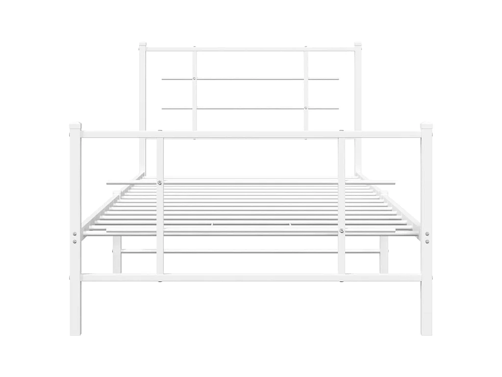 Bettgestell mit Kopf- und Fußteil Metall Weiß 107x203 cm