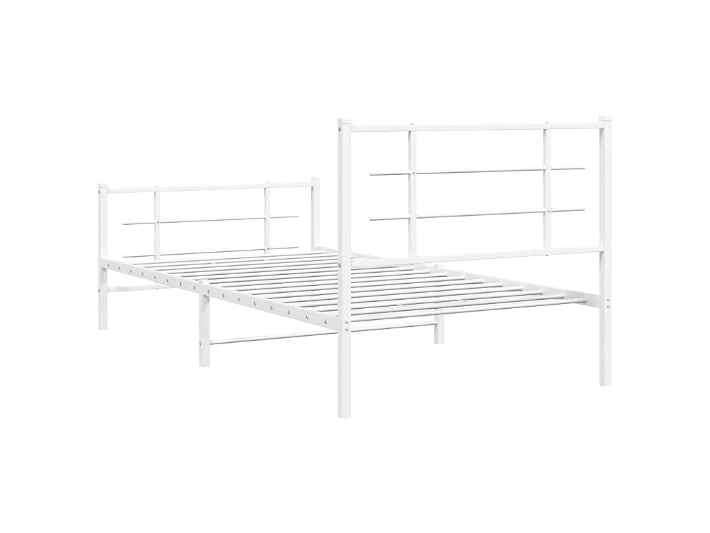 Bettgestell mit Kopf- und Fußteil Metall Weiß 107x203 cm