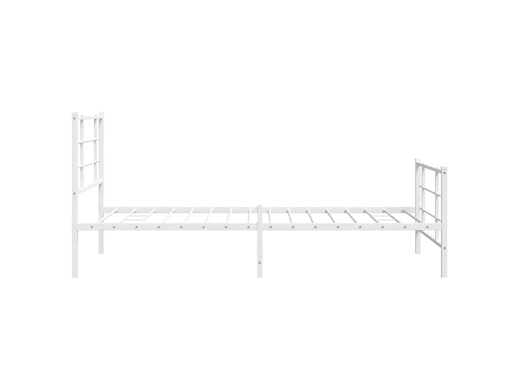 Cadre de lit métal sans matelas et pied de lit blanc 107x203 cm