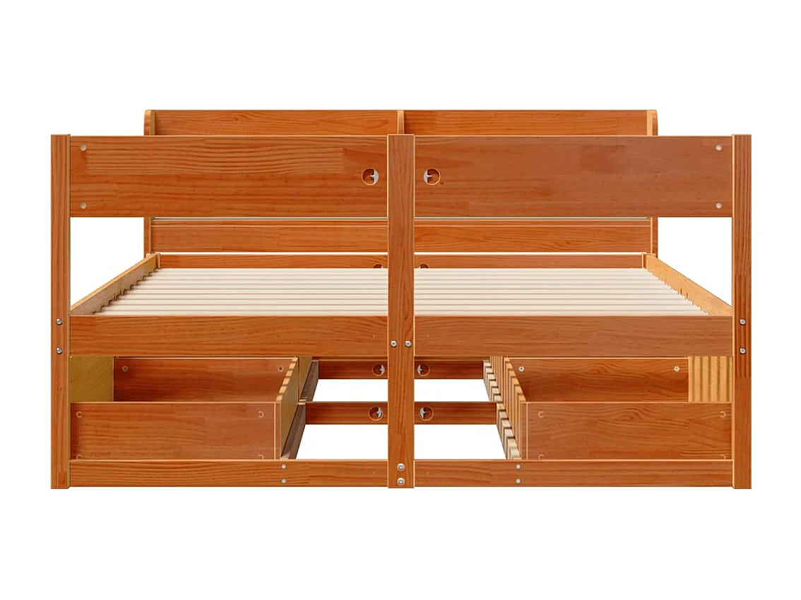 Bedframe zonder matras massief grenenhout wasbruin 150x200 cm