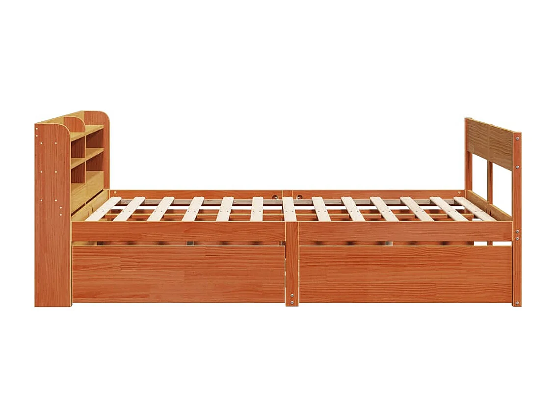 Cama sem colchão 150x200 cm madeira pinho maciça castanho-mel