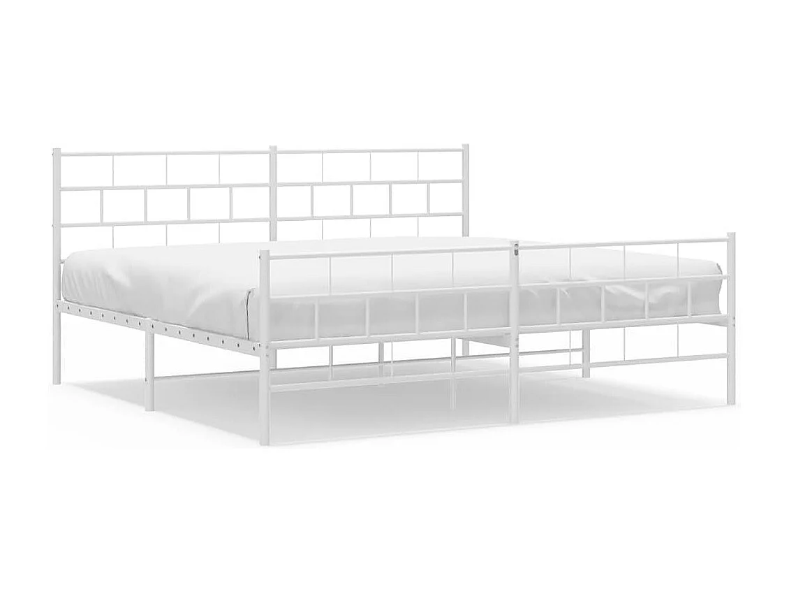 Giroletto con Testiera e Pediera Metallo Bianco 193x203 cm
