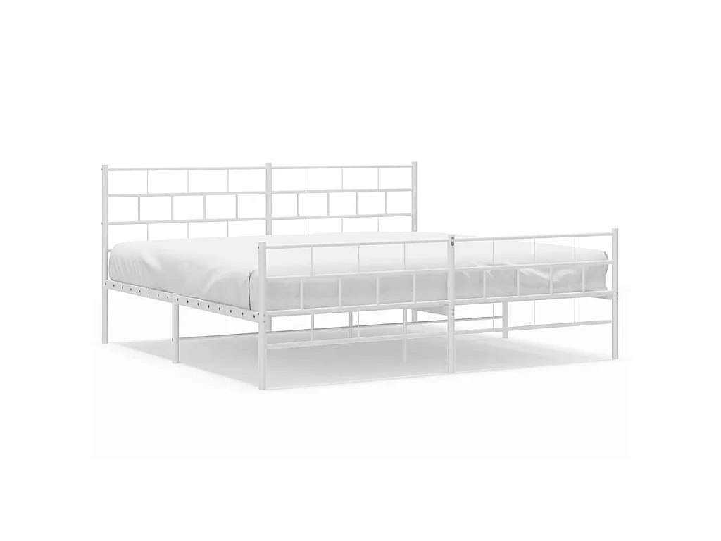 Bedframe met hoofd- en voeteneinde metaal wit 193x203 cm