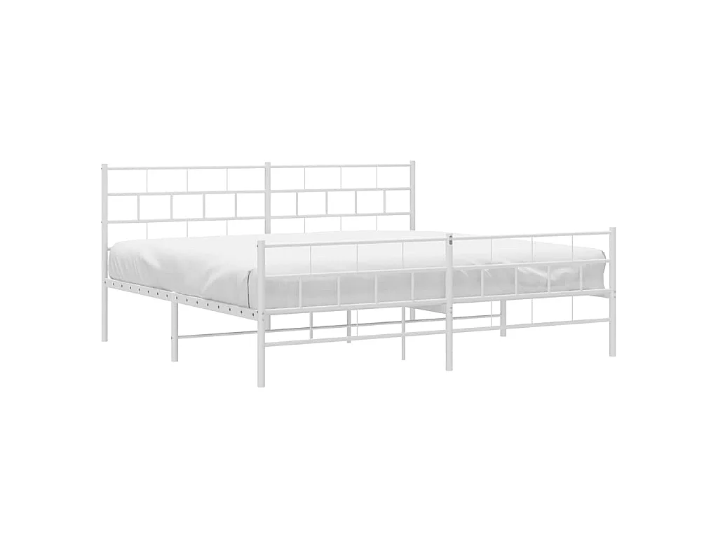 Bedframe met hoofd- en voeteneinde metaal wit 193x203 cm