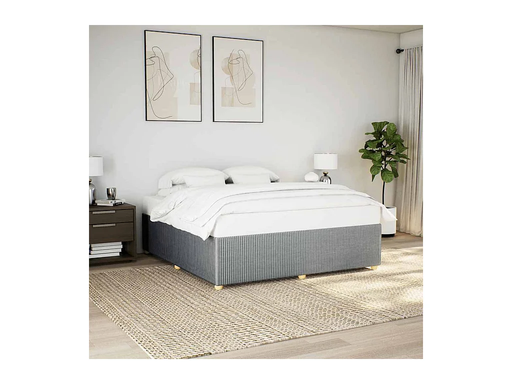 Bettgestell ohne Matratze Hellgrau 200x200 cm Stoff