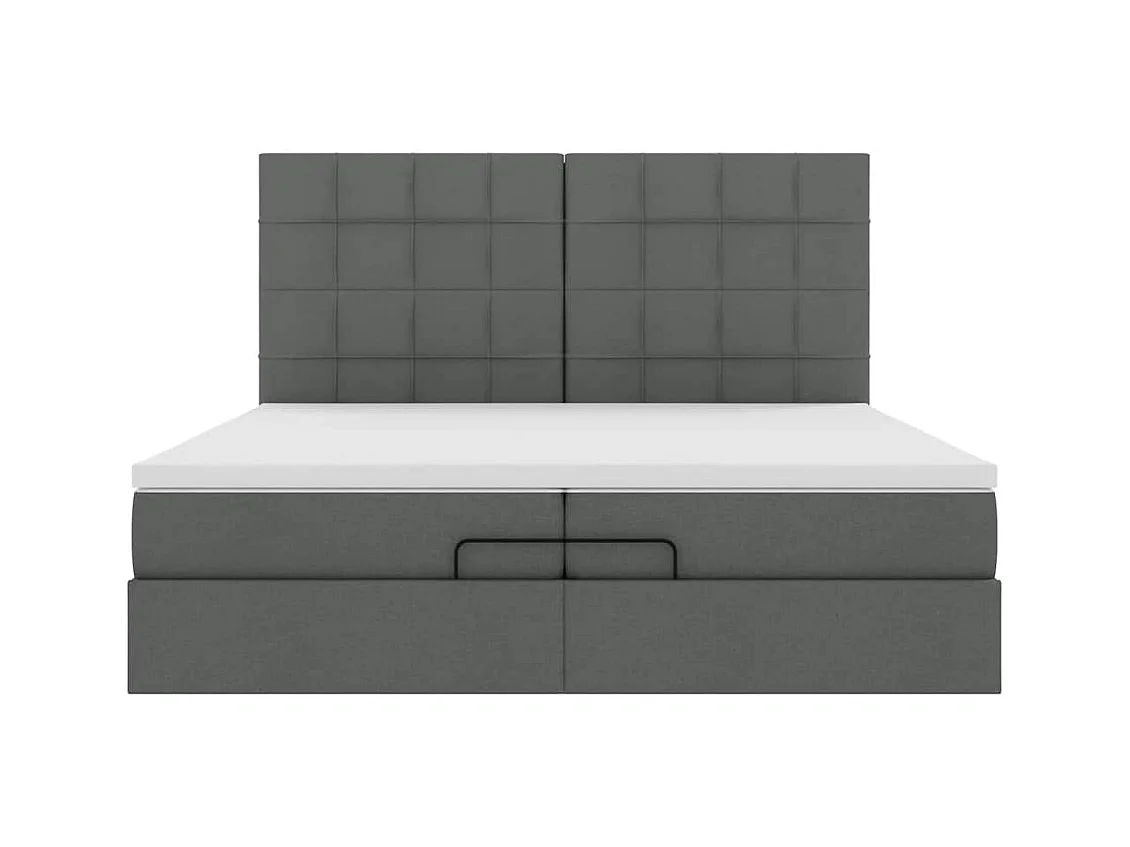 Cadre de lit ottoman avec matelas gris foncé 200x200cm tissu