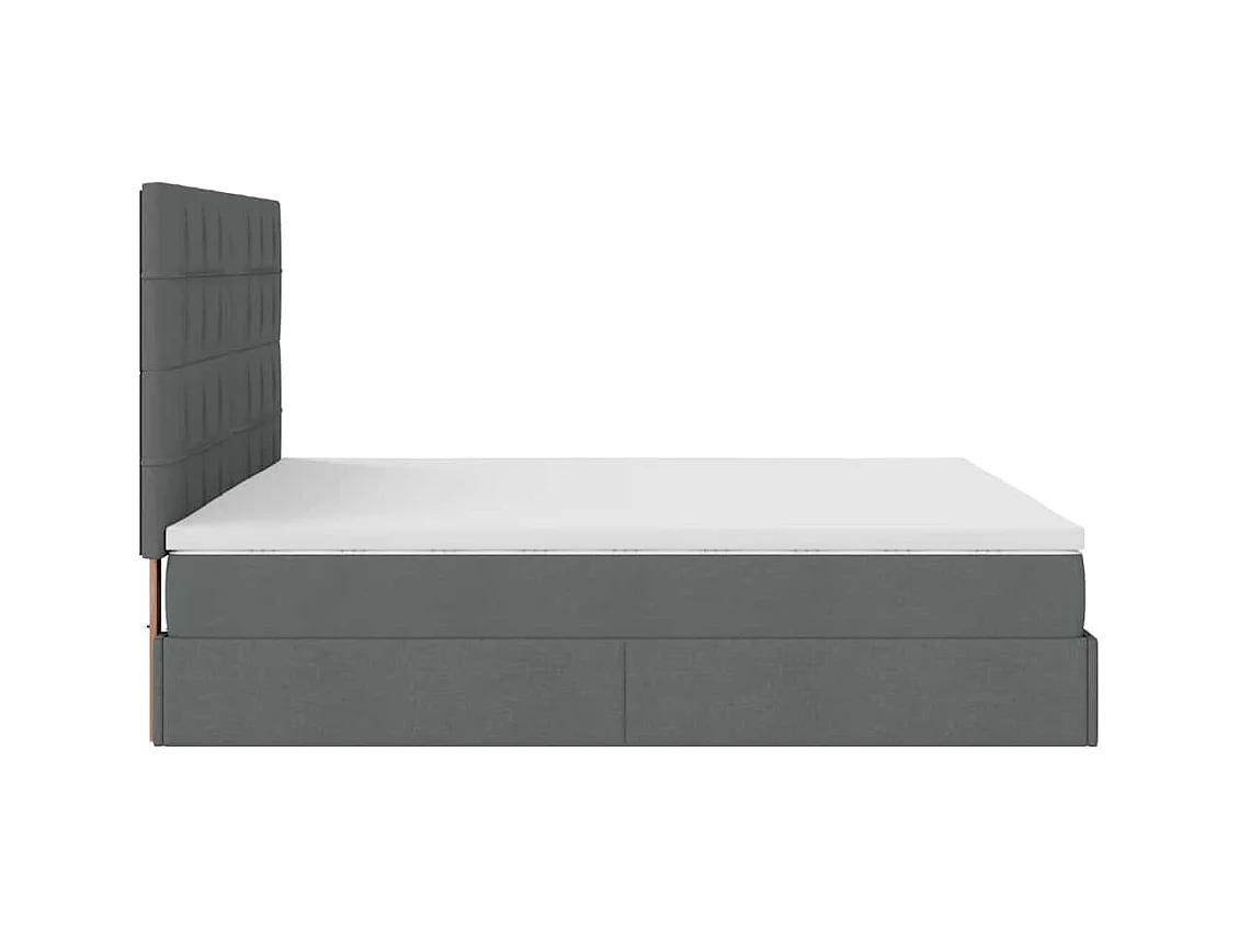 Cadre de lit ottoman avec matelas gris foncé 200x200cm tissu