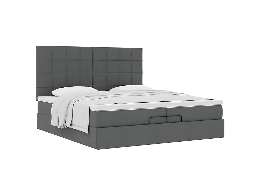Ottoman-Bett mit Matratzen Dunkelgrau 200x200 cm Stoff