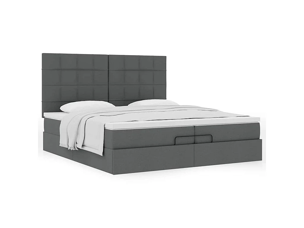 Ottoman-Bett mit Matratzen Dunkelgrau 200x200 cm Stoff