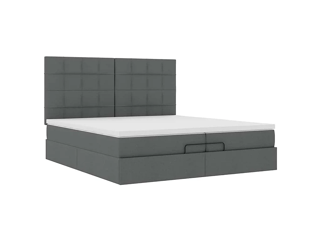 Ottoman-Bett mit Matratzen Dunkelgrau 200x200 cm Stoff