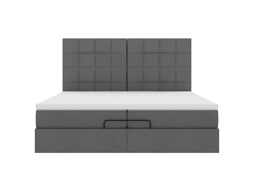 Ottoman-Bett mit Matratzen Dunkelgrau 200x200 cm Stoff