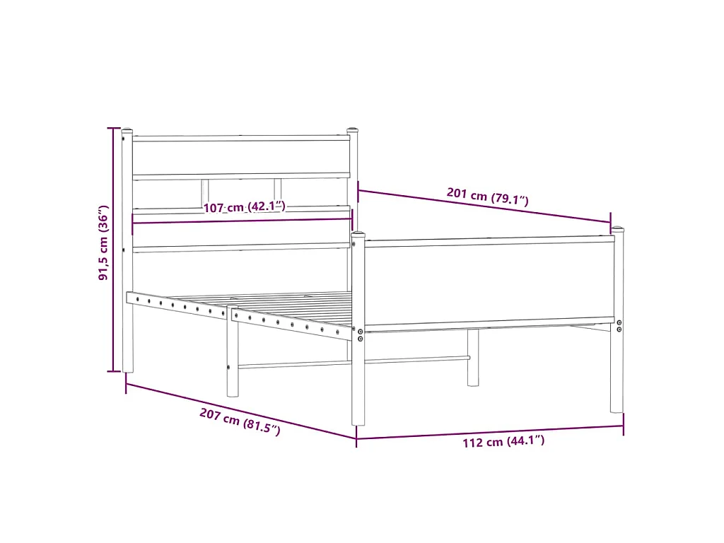 Bedframe zonder matras hout gerookt eikenkleurig 107x200 cm
