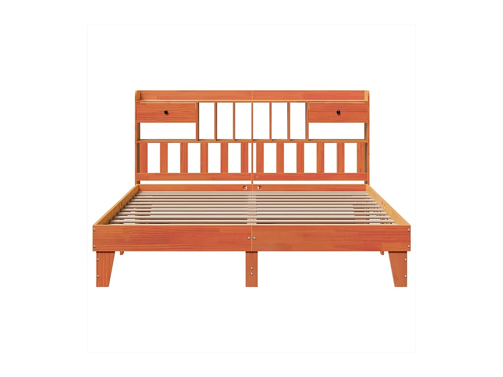 Cadre de lit sans matelas cire marron 200x200cm bois pin massif