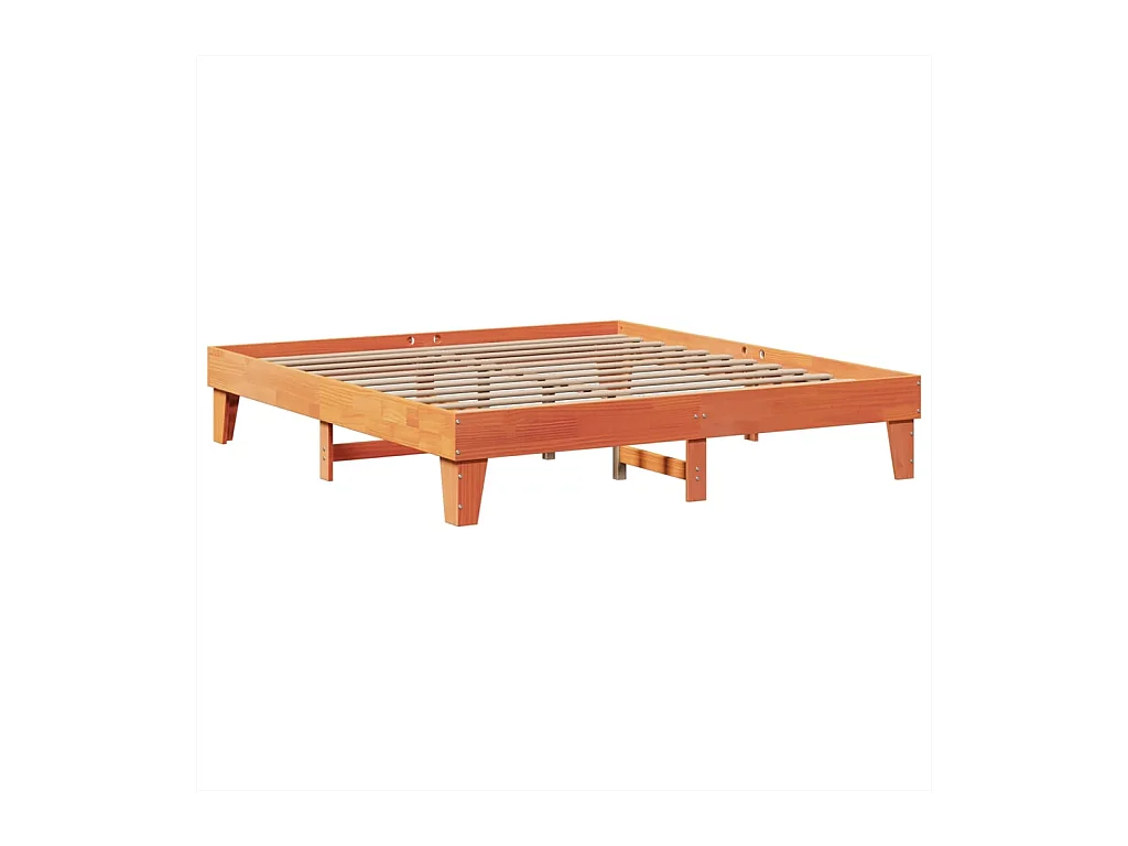 Cadre de lit sans matelas cire marron 200x200cm bois pin massif
