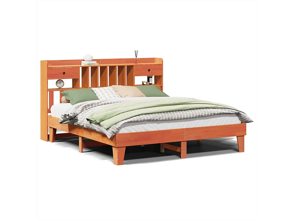 Letto senza Materasso Marrone Cera 200x200 cm in Legno di Pino