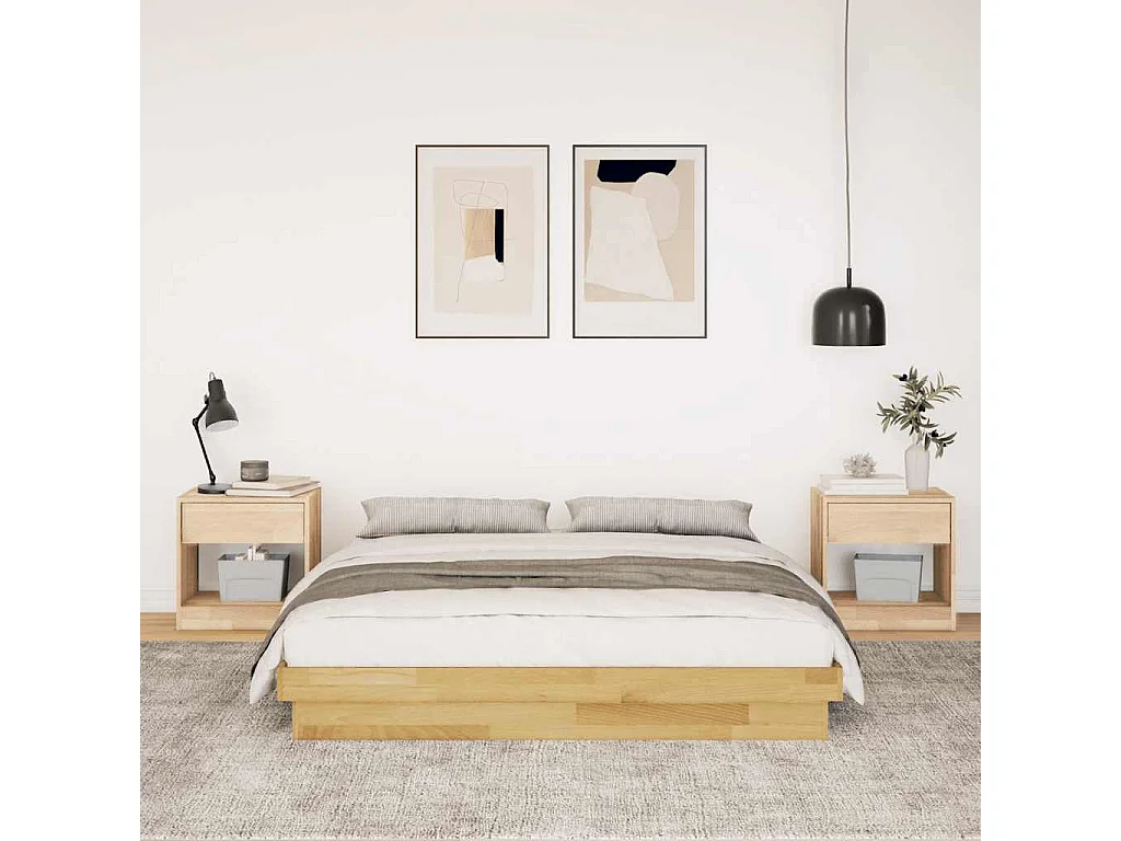 Estructura de cama sin colchón 150x200 cm madera maciza roble