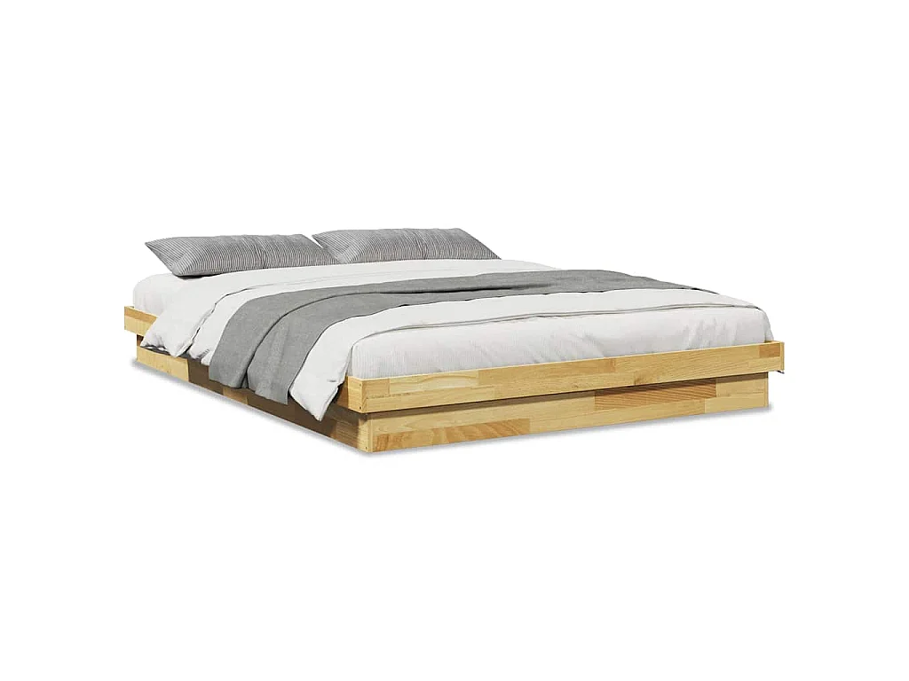 Estructura de cama sin colchón 150x200 cm madera maciza roble