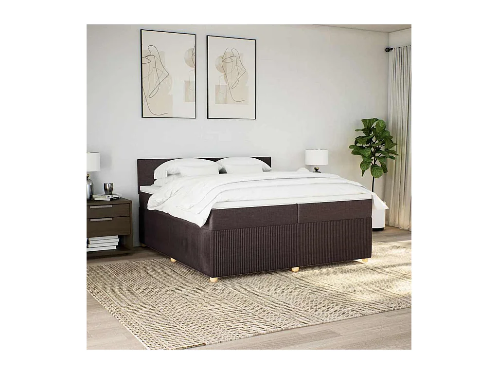 Sommier à lattes de lit avec matelas Marron foncé 200x200 cm