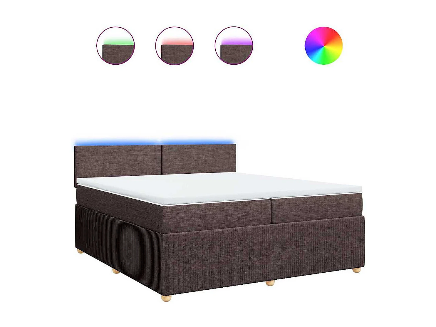 Cama box spring con colchón tela marrón oscuro 200x200 cm