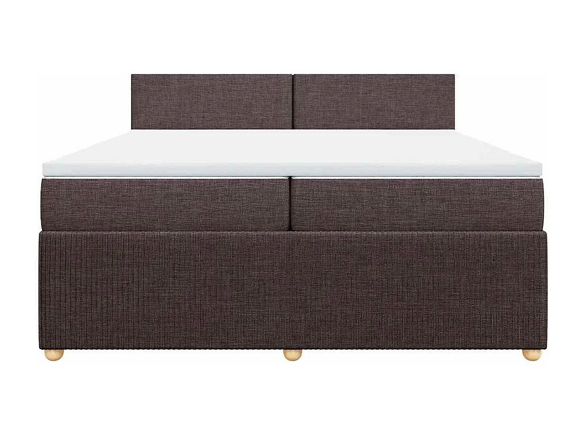 Cama box spring con colchón tela marrón oscuro 200x200 cm