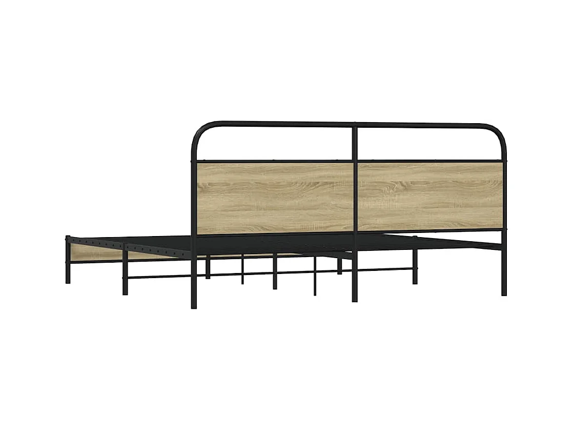 Metallbett ohne Matratze Sonoma-Eiche 193x203 cm