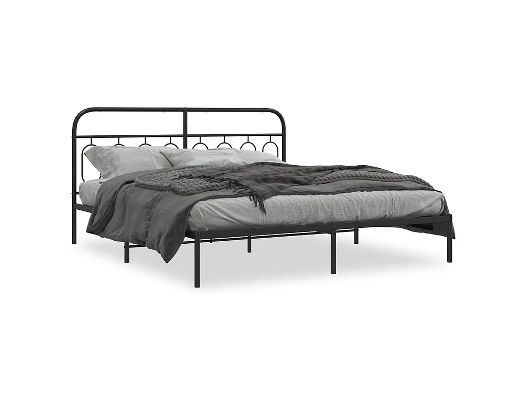 Estrutura de cama com cabeceira 193x203 cm metal preto