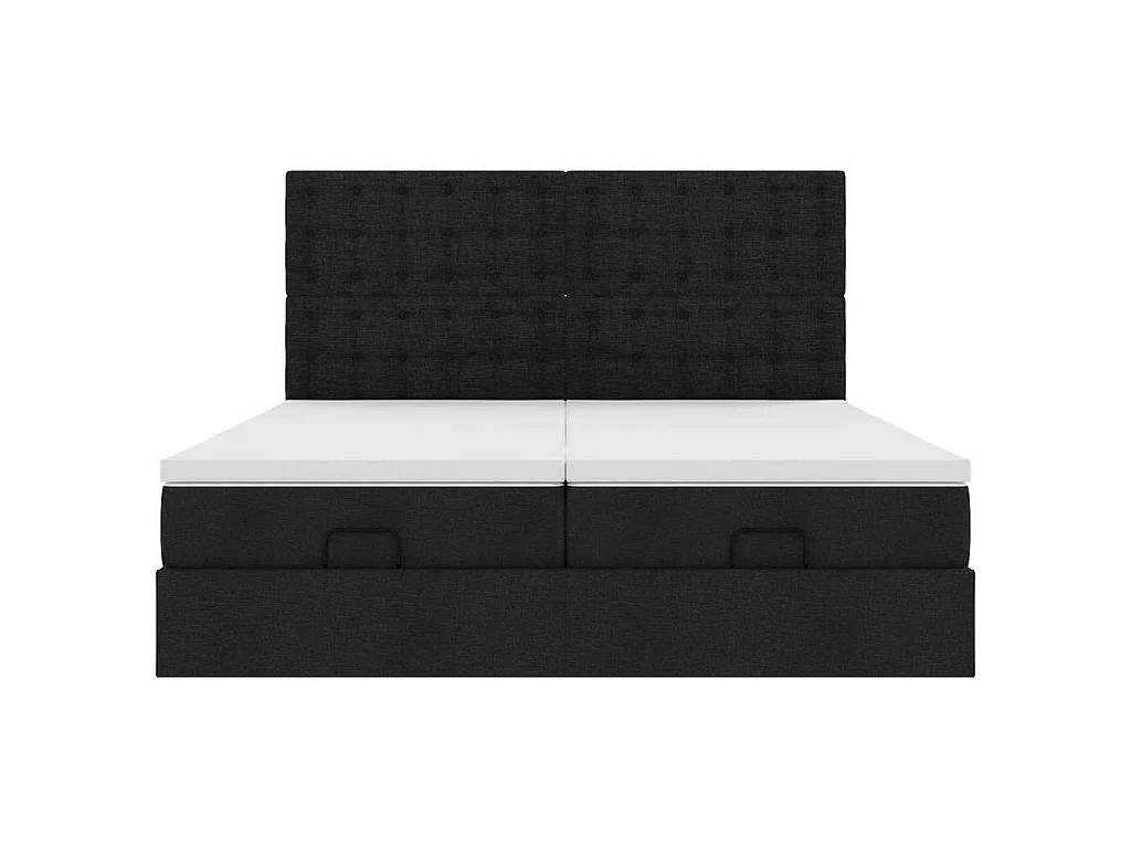 Cadre de lit ottoman avec matelas noir 200x200cm tissu