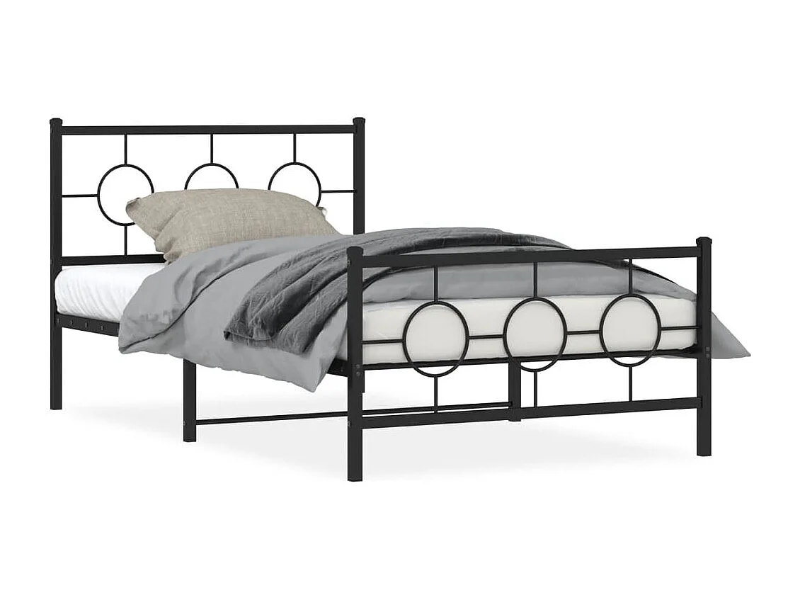 Estructura cama sin colchón con estribo metal negro 107x203 cm