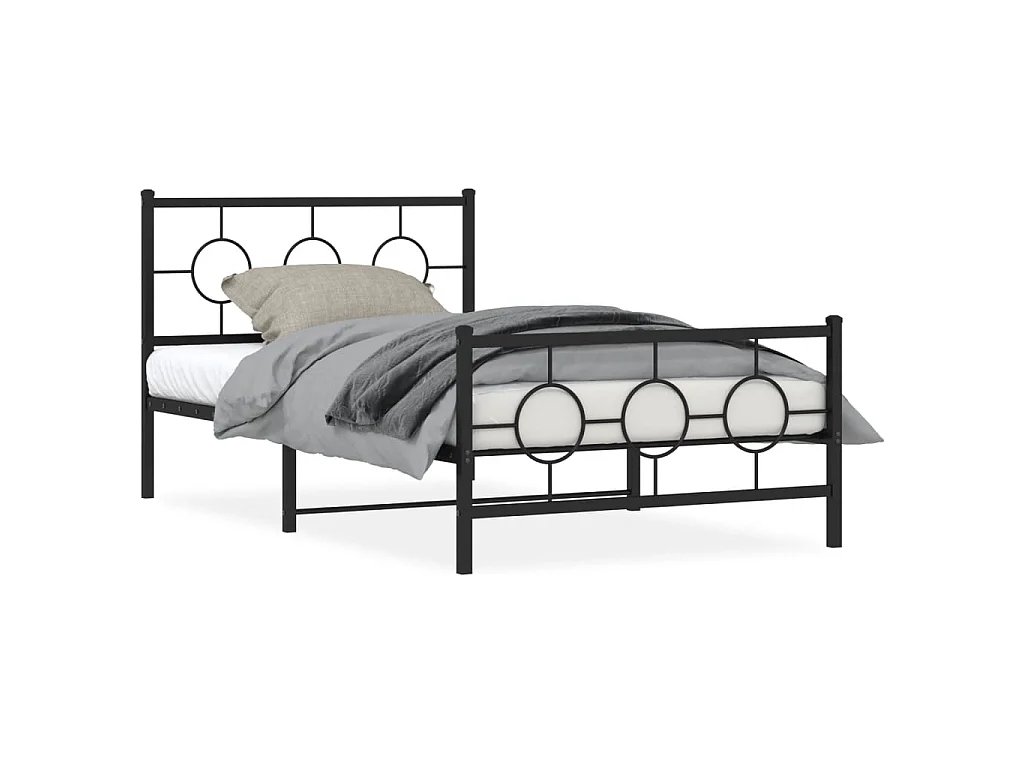 Bedframe met hoofd- en voeteneinde metaal zwart 107x203 cm