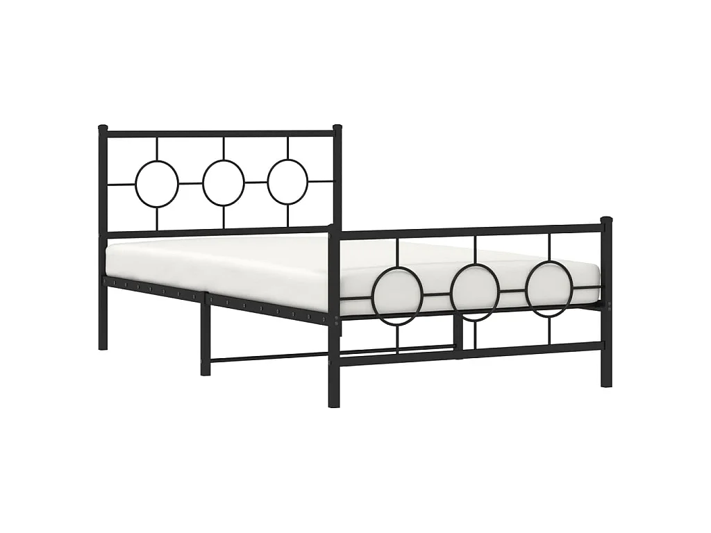 Bedframe met hoofd- en voeteneinde metaal zwart 107x203 cm