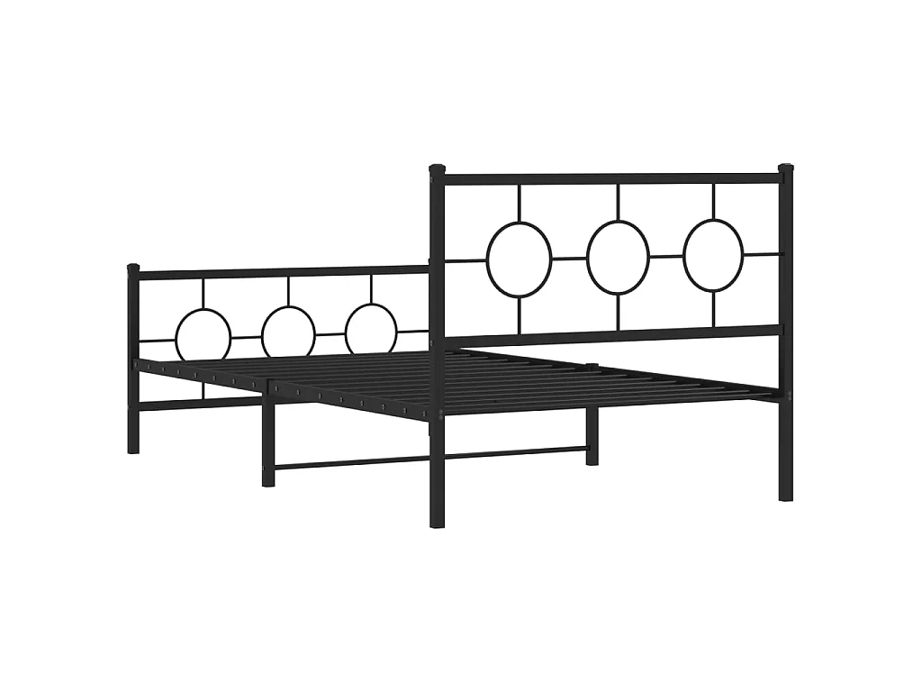 Bedframe met hoofd- en voeteneinde metaal zwart 107x203 cm