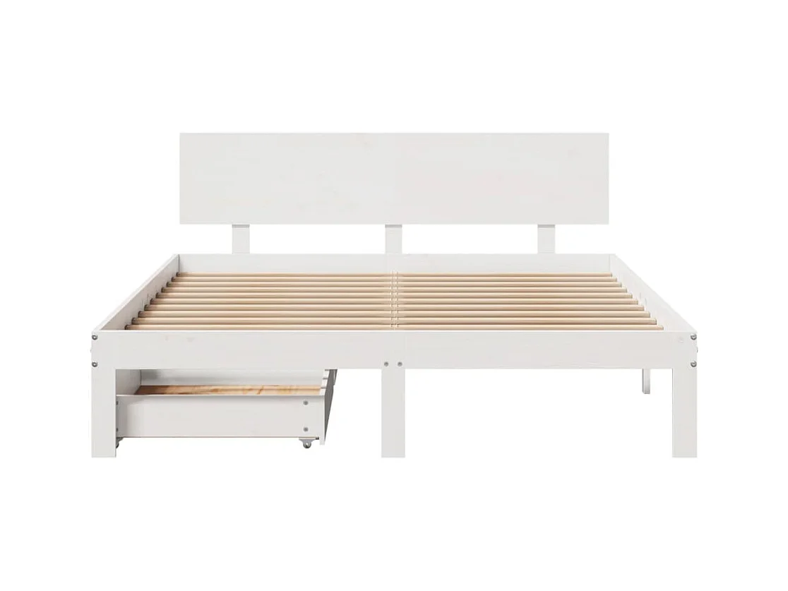 Cadre de lit avec tiroirs sans matelas blanc 150x200 cm