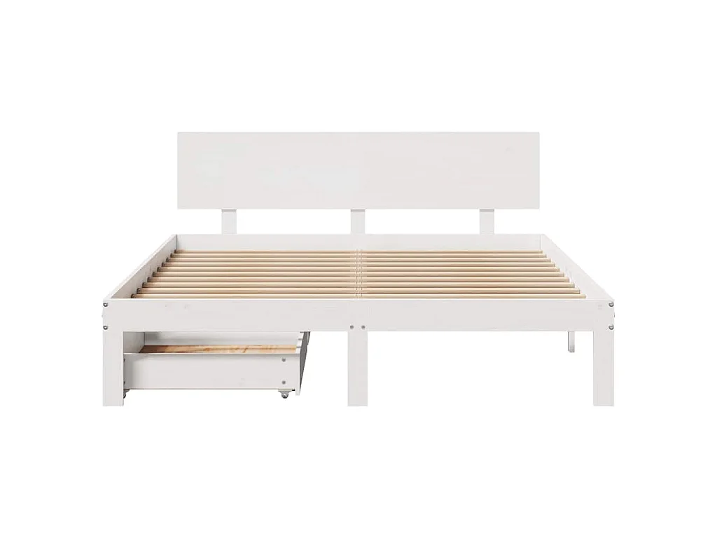 Estructura de cama con cajones madera de pino blanca 150x200cm
