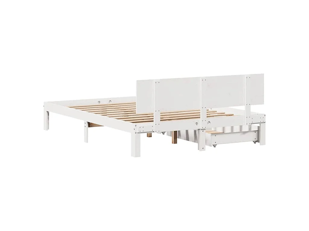 Estructura de cama con cajones madera de pino blanca 150x200cm
