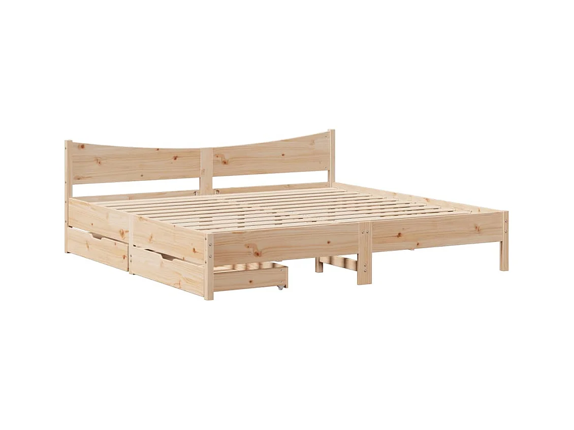 Cadre de lit avec tiroirs 200x200 cm bois massif de pin