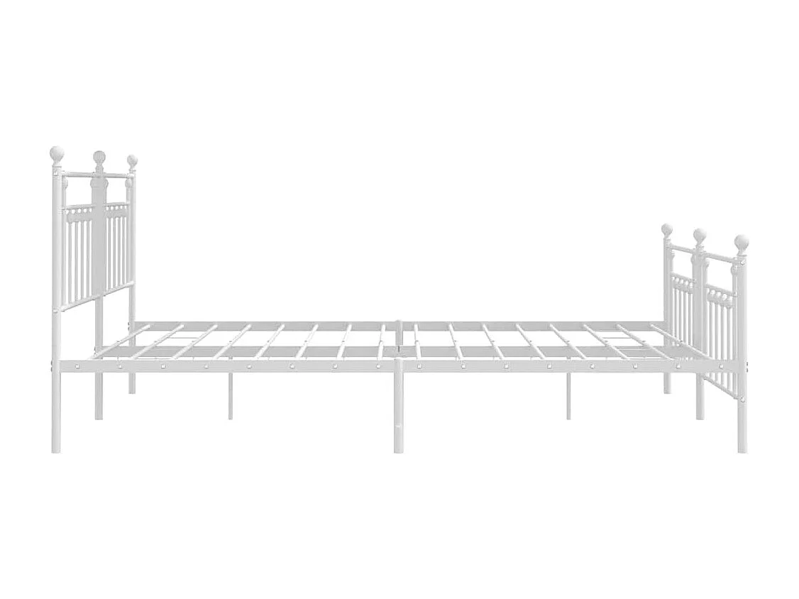 Cadre de lit métal sans matelas et pied de lit blanc 193x203 cm