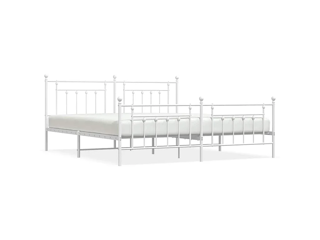 Bedframe met hoofd- en voeteneinde metaal wit 193x203 cm